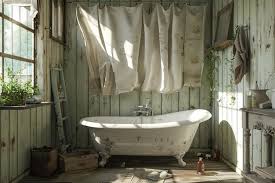Rustic Farmhouse Bathroom With Clawfoot