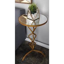 Large Round Mirrored End Accent Table