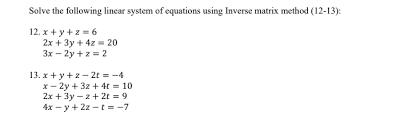 Solve The Following Linear System Of