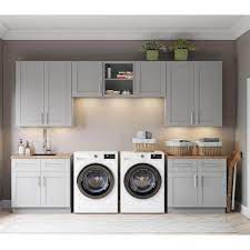 Mill S Pride 132 In W X 24 In D X 102 In Vesuvius Gray Shaker Stock Ready To Assemble Base Kitchen Cabinet Laundry Room