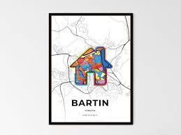 Bartin Turkey Minimal Art Map With A