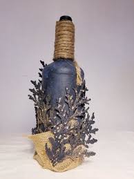 Blue Glass Bottle Decor Ocean Theme