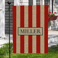 Patriotic Stripes Burlap Garden Flag