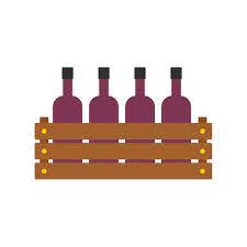 Wood Box Wine Bottle Icon Flat Isolated