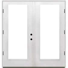 Steves Sons 48 In X 80 In Reliant Series Clear Full Lite White Primed Right Hand Outswing Fiberglass Double Prehung Patio Door