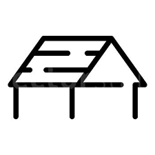 Wooden Roof Icon Outline House