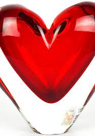 Heart Red Sculpture Made Murano Glass