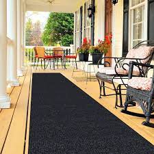 Ottomanson Utility Collection Waterproof Non Slip Rubberback Solid 3x10 Indoor Outdoor Runner Rug 2 Ft 7 In X9 Ft 10 In Black