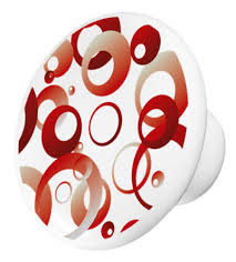 Red Retro Circles Pattern Ceramic