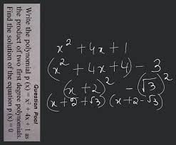 Question Pool Write The Polynomial P X