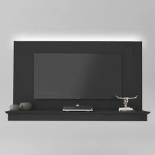 Homestock Black Wall Mounted Floating Entertainment Center Fits Tv Up To 65 In Tv Wall Panel With Led Strip And Shelf