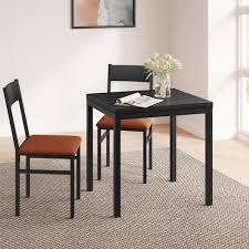 3 Piece Black Dining Table Set Cushioned Chairs Small Kitchen Table 29