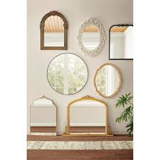 Medium Classic Arched Vintage Style Gold Framed Mirror 44 In W X 35 In H