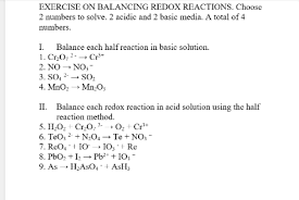 Exercise On Balancing Redox Reactions