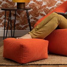 Icon Theo Cord Footstool Orange