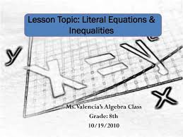 Ppt Lesson Topic Literal Equations