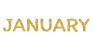 Gold Glitter January Letters Icon