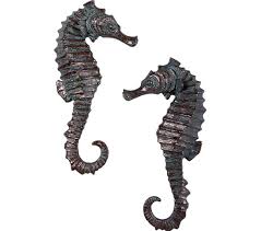 Seahorse 24 Set Of 2 Sculptures In