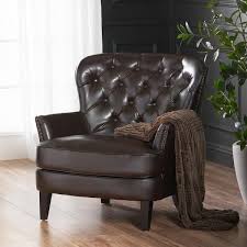 Noble House Tafton Brown Leather Tufted