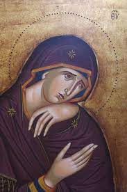 Virgin Mary Praying Icon Hand Painted