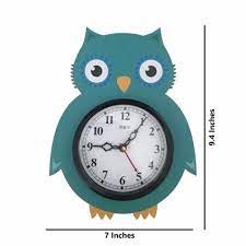 Green Owl Silent Mdf Wall Clock With