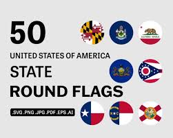 Usa Round State Flag Svg 50 United