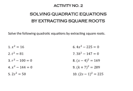 Solving Quadratic Equations Studyx