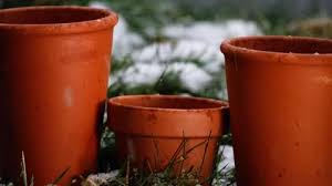 Terracotta Plant Pots In The Snow