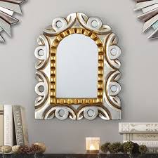 Window Shaped Wood Wall Mirror With