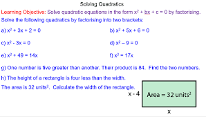 Solving Quadratics By Factorising Mr