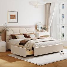 Linen Upholstered Platform Bed