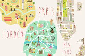 New York London And Paris City Map
