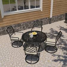 Casainc 51 In W Round Bronze Cast Aluminum Outdoor Dining Table Not Included Chair