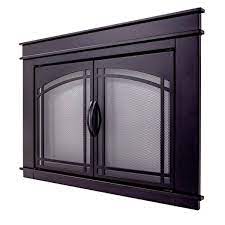 Black Glass Fireplace Doors