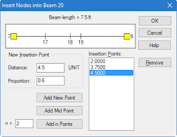 insert nodes into beam dialog