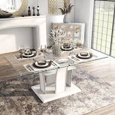 Furniture Of America Valery Glass Top Dining Table In White