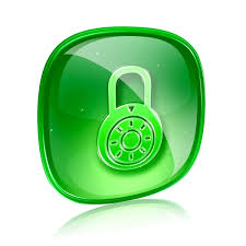 Lock Icon Green Glass Isolated On
