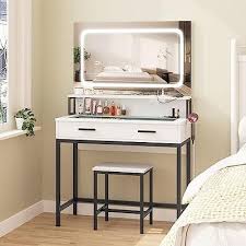 Fameill White Vanity Desk With Lights