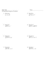 Sample Solving Equations Worksheet
