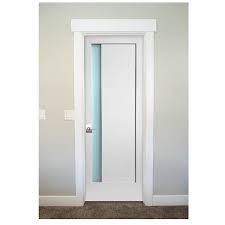 Narrow Lite Satin Etch Glass Slab Door Stile Doors Size 32 X 80