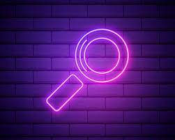 Glowing Neon Magnifying Glass Icon