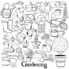 Gardening Line Icon Drawing Doodle Set