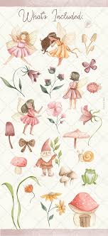 Fairy Garden Watercolor Clipart