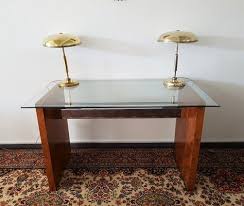 Burl Glass Console Table 1970s For