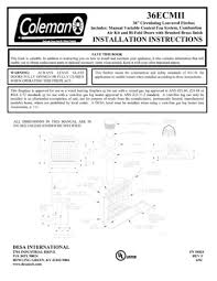 Coleman 36ecmii Installation Manual