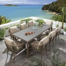 Chairs Dining Set Aluminium Beige