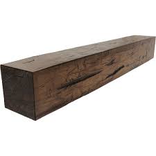 hand hewn faux wood fireplace mantel