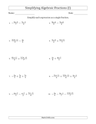 Simplifying Simple Algebraic Fractions