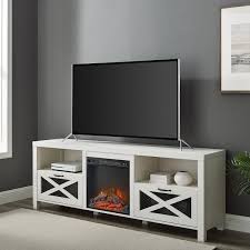 Abilene 70 In Brushed White Tv Stand With Electric Fireplace Max Tv Size 80 In