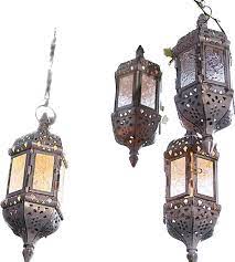 Moroccan Metal Hollow Glass Hanging